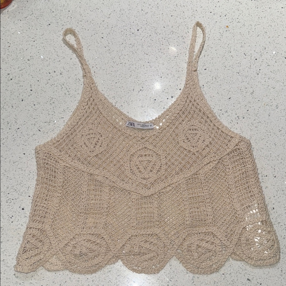Zara Cream Crochet Camisole Top